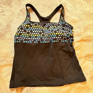 Nola black with blue yellow white dots tankini Size 2X